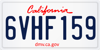 CA license plate 6VHF159