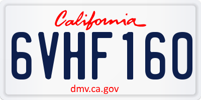 CA license plate 6VHF160