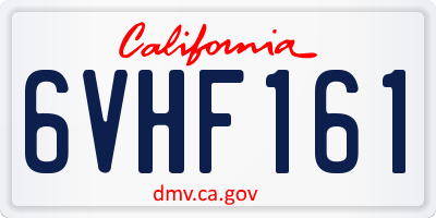 CA license plate 6VHF161