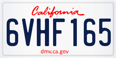 CA license plate 6VHF165