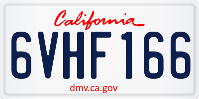 CA license plate 6VHF166