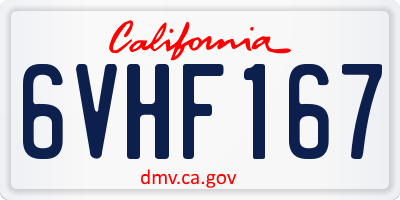 CA license plate 6VHF167