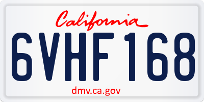 CA license plate 6VHF168