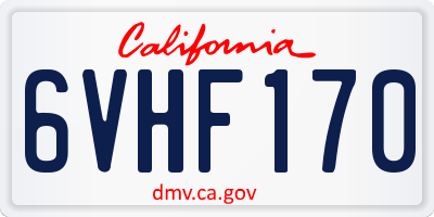 CA license plate 6VHF170