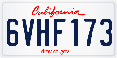 CA license plate 6VHF173