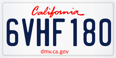 CA license plate 6VHF180