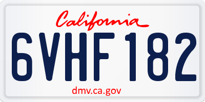 CA license plate 6VHF182