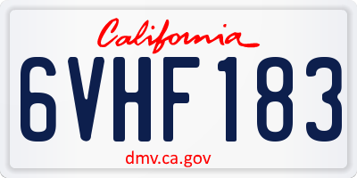 CA license plate 6VHF183
