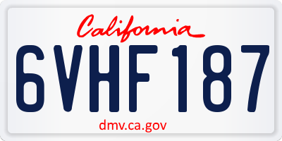 CA license plate 6VHF187