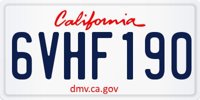 CA license plate 6VHF190
