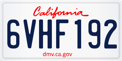 CA license plate 6VHF192