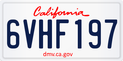 CA license plate 6VHF197