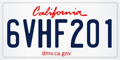 CA license plate 6VHF201