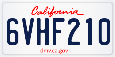 CA license plate 6VHF210