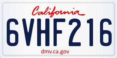 CA license plate 6VHF216