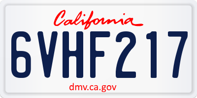 CA license plate 6VHF217