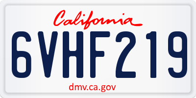 CA license plate 6VHF219