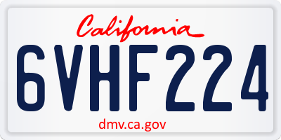 CA license plate 6VHF224