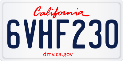 CA license plate 6VHF230