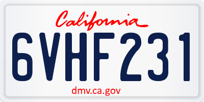 CA license plate 6VHF231
