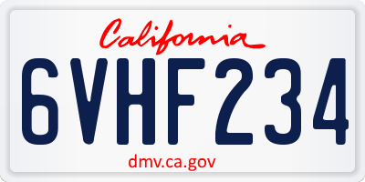 CA license plate 6VHF234