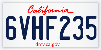 CA license plate 6VHF235