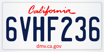 CA license plate 6VHF236