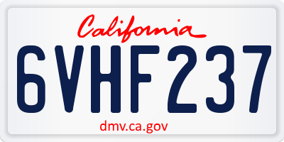 CA license plate 6VHF237