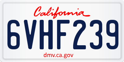 CA license plate 6VHF239