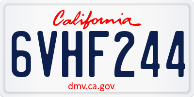 CA license plate 6VHF244