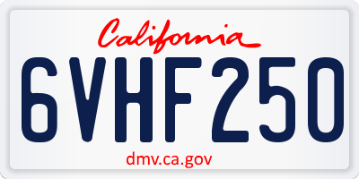 CA license plate 6VHF250
