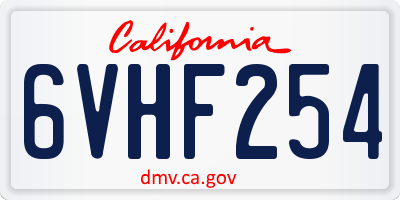 CA license plate 6VHF254