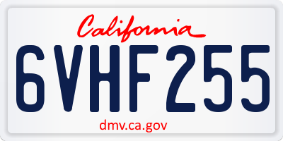 CA license plate 6VHF255