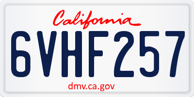 CA license plate 6VHF257