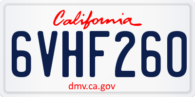 CA license plate 6VHF260