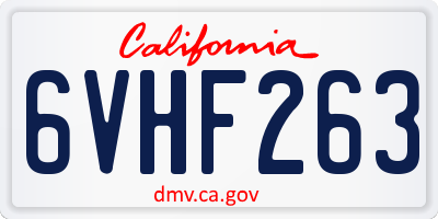 CA license plate 6VHF263