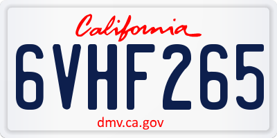 CA license plate 6VHF265