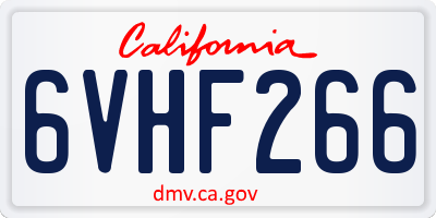 CA license plate 6VHF266