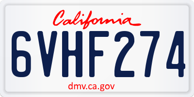 CA license plate 6VHF274