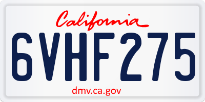 CA license plate 6VHF275