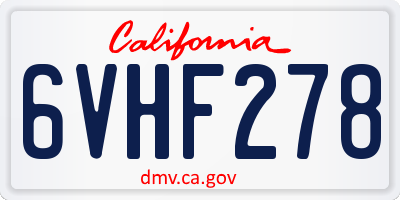 CA license plate 6VHF278