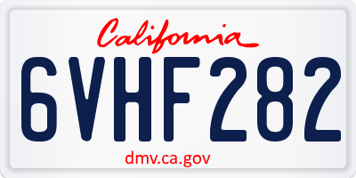 CA license plate 6VHF282