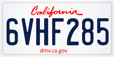CA license plate 6VHF285