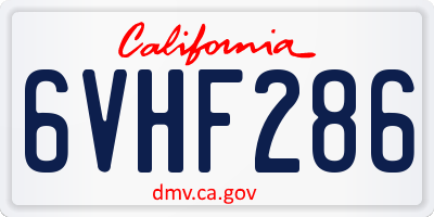 CA license plate 6VHF286