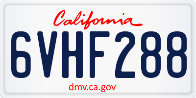 CA license plate 6VHF288