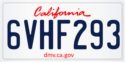 CA license plate 6VHF293