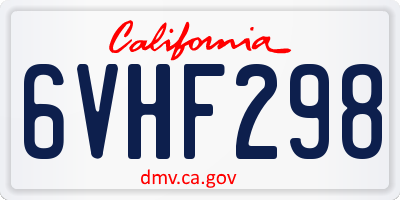 CA license plate 6VHF298