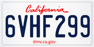 CA license plate 6VHF299