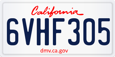 CA license plate 6VHF305