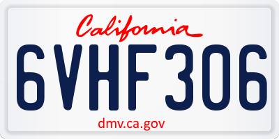 CA license plate 6VHF306